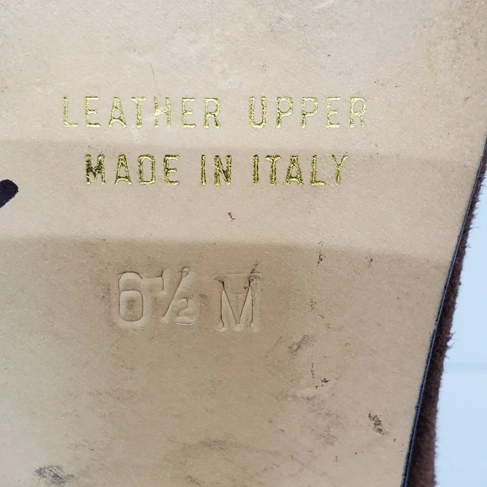 Vtg‎ Y2K Jacqueline Ferrar Low Heel Brown Suede Leather 6.5 M Italian Fast Ship